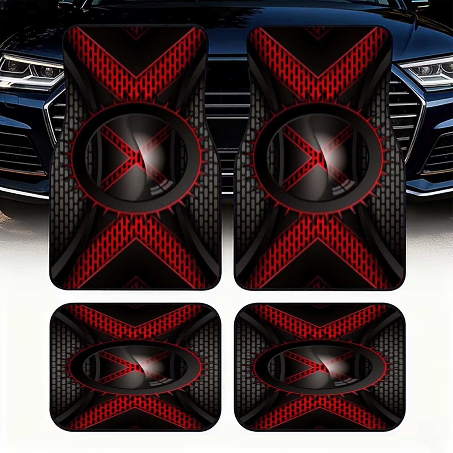 Interior Design Industrial Style - 4pcs Karpet Mobil, Desain Futuristik Hitam