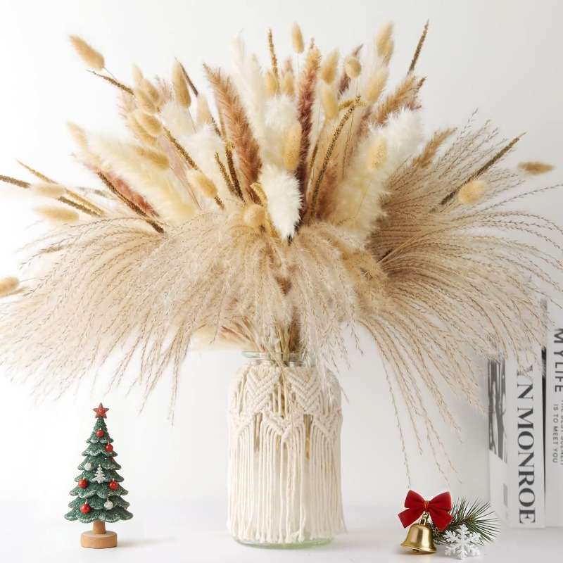 Dried Pampas Bundle - 120 Buah Buket Rumput Kering Campuran