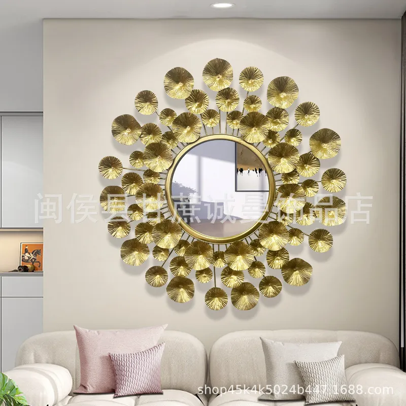 Interior Design Luxury Living Room - Cermin Dinding Logam Emas Gaya Eropa