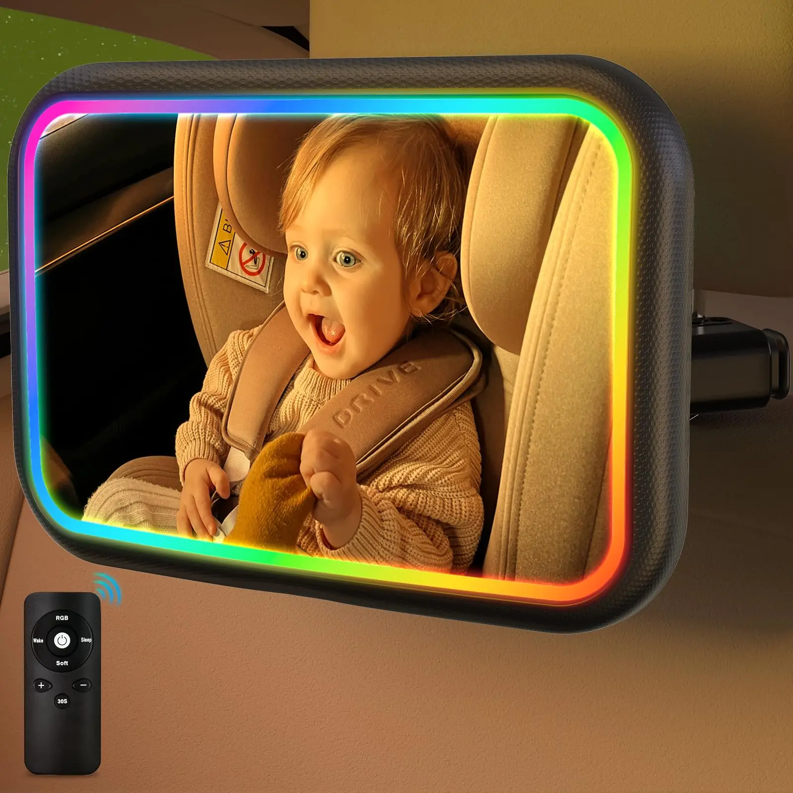 Interior Design Remote - Cermin Mobil Bayi dengan Lampu, Cermin