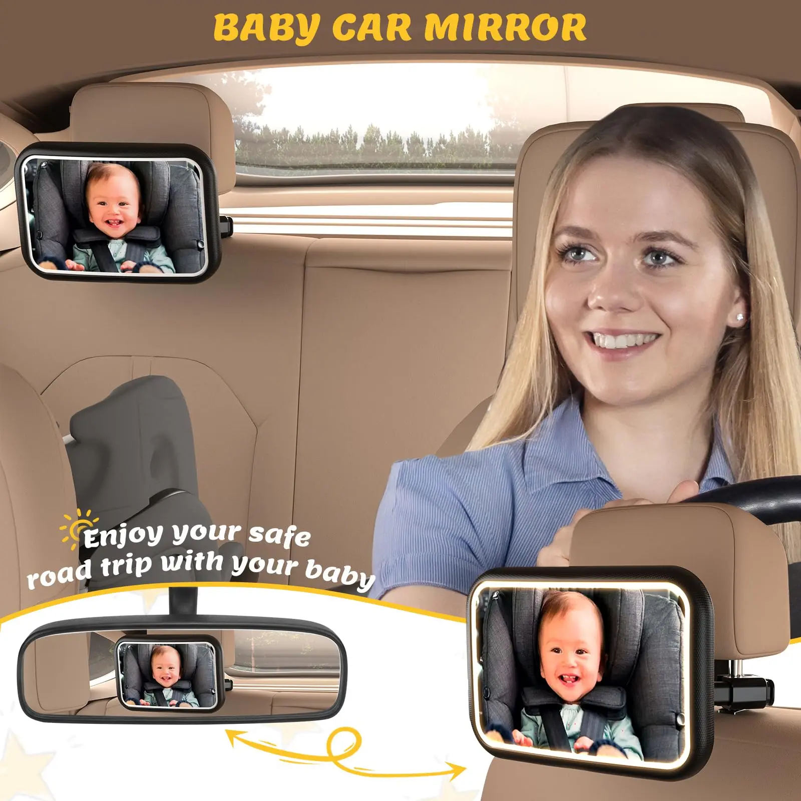Cermin Mobil Bayi dengan Lampu - Interior Design Remote ulasan dan harga
