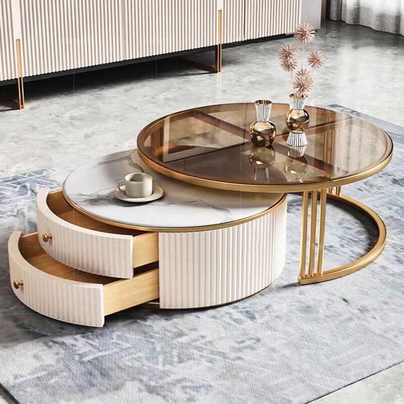 Set Meja Kopi Kayu Marmer Mewa - Interior Design Luxury Living Room ulasan dan harga