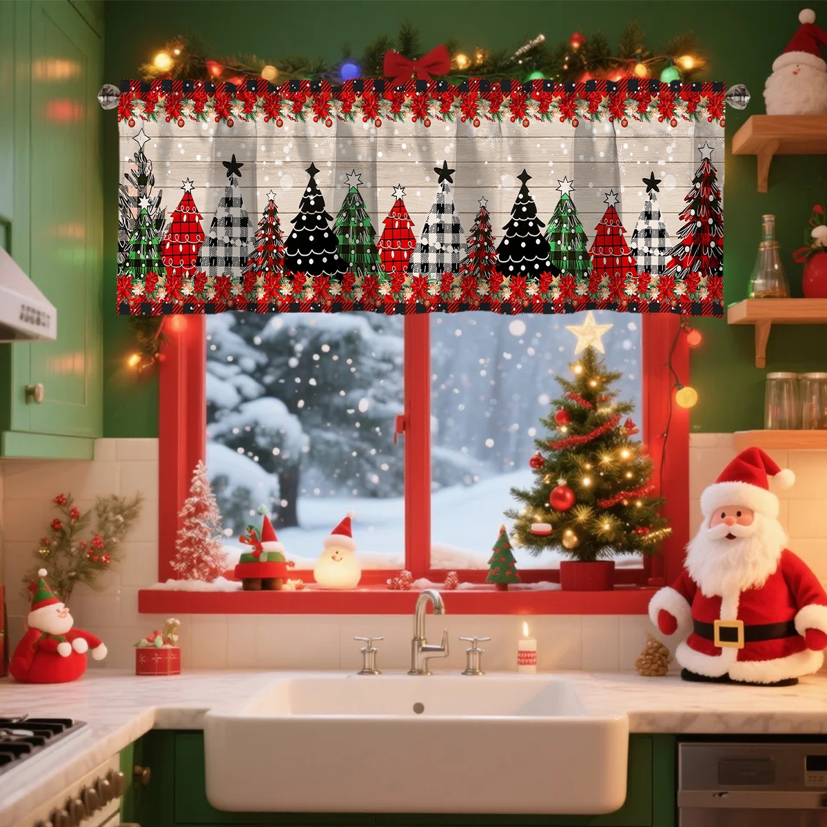 Tirai Pendek Natal Dekorasi Se - Interior Design Kitchen ulasan dan harga